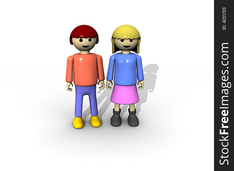 3d render of a couple represented by toys