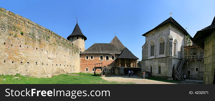 Buildings in old fortress Hotin Ukraine