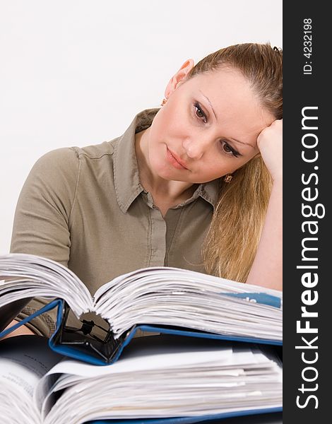 Confident business woman working with documents