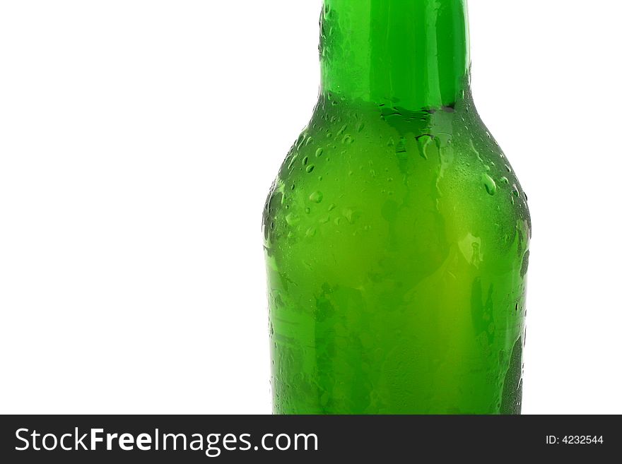 Green bottle with liquid