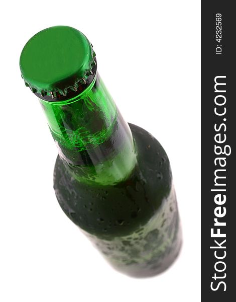 Green bottle with liquid