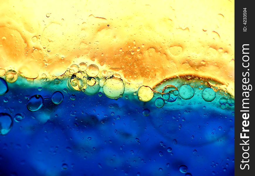 Blue and yellow bubbles, beauty background