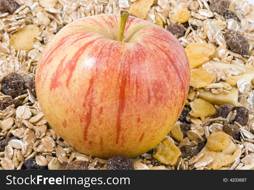 An apple and some cornflakes - healthy diet