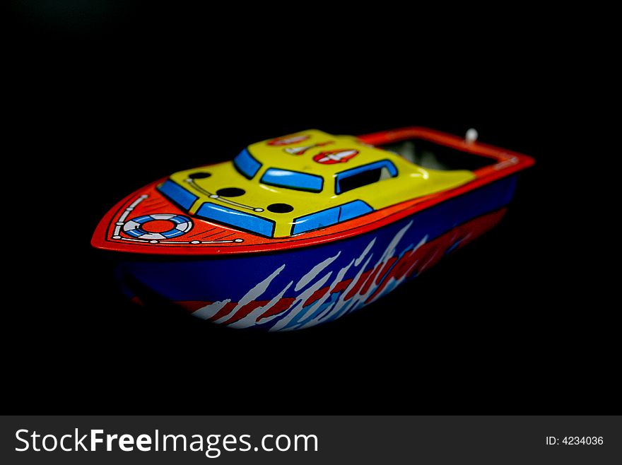 Old retro toy diesel boat