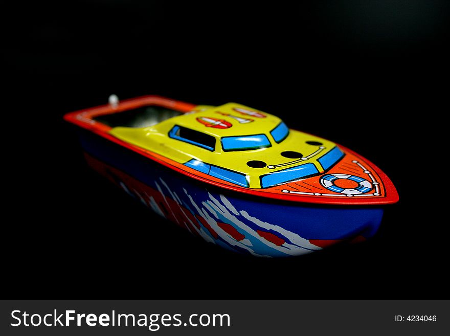 Old retro diesel toy boat. Old retro diesel toy boat