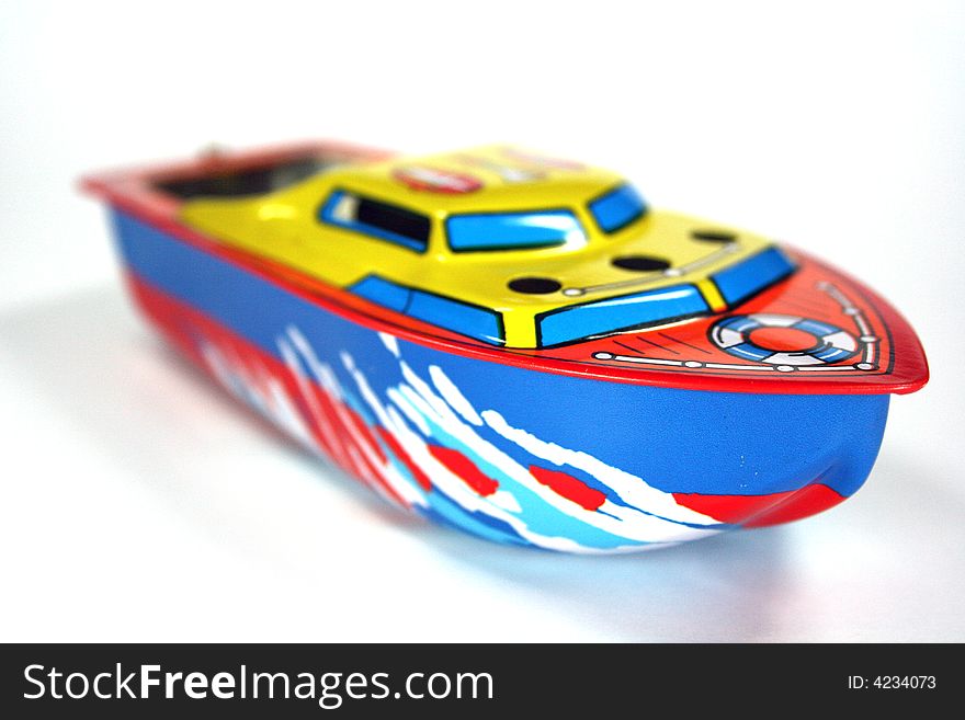 Old retro toy diesel boat