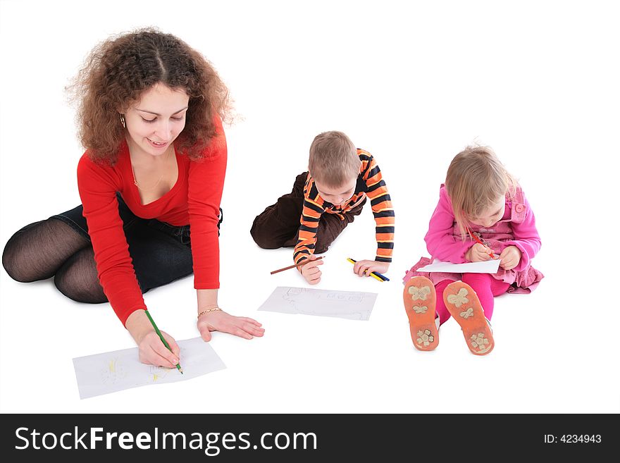 Mother With Children Drawing