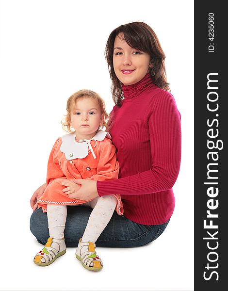 Mother With Baby Full Body Isolated