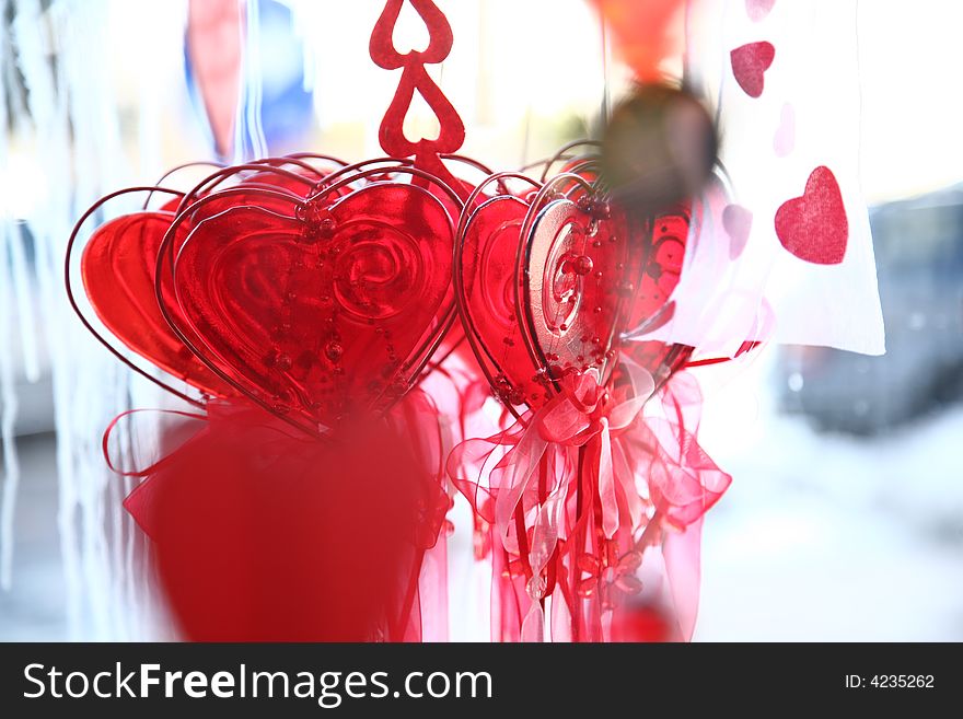 Picture of Valentine hearts and glass decoration