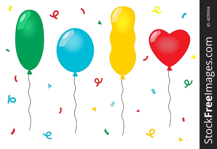Four color balloons on white