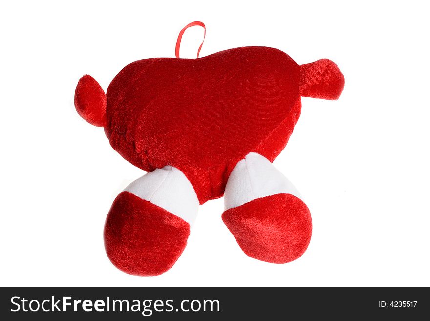 Red heart with legs and ears isolated on white background