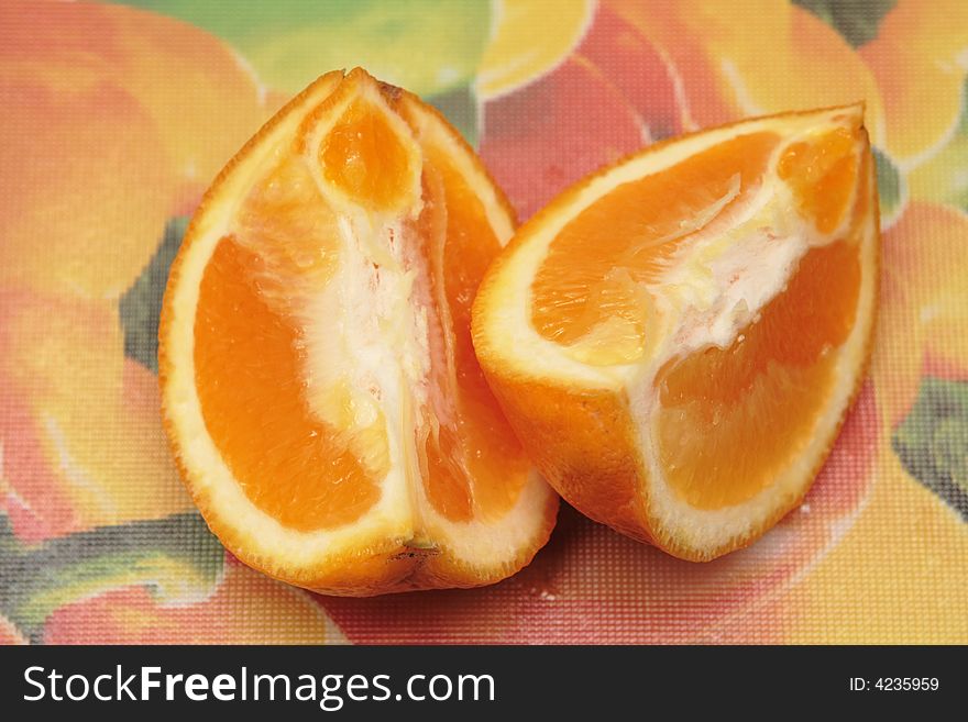 Two pieces of fresh orange