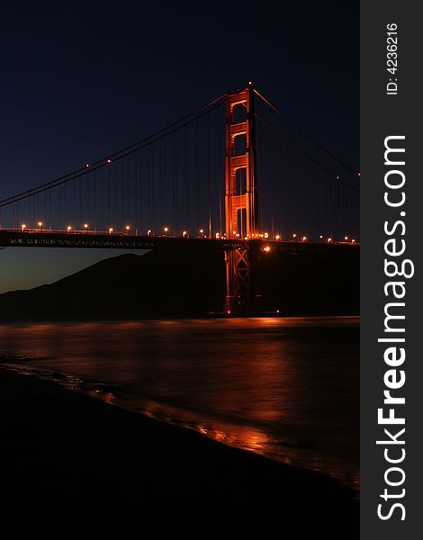 San Francisco Golden Gate Bridge from Crissy Fields at Night