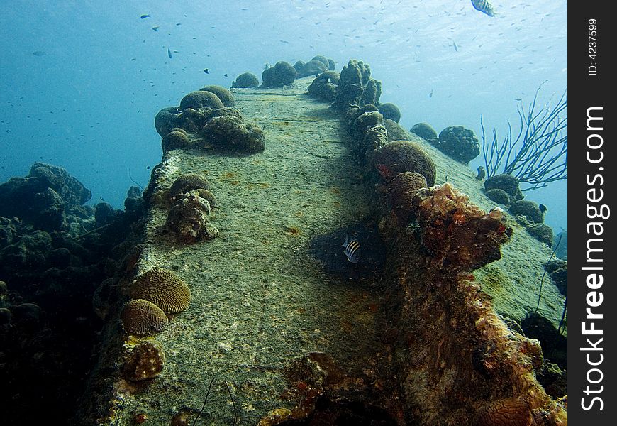A small wreck in the Caribbean Sea. A small wreck in the Caribbean Sea