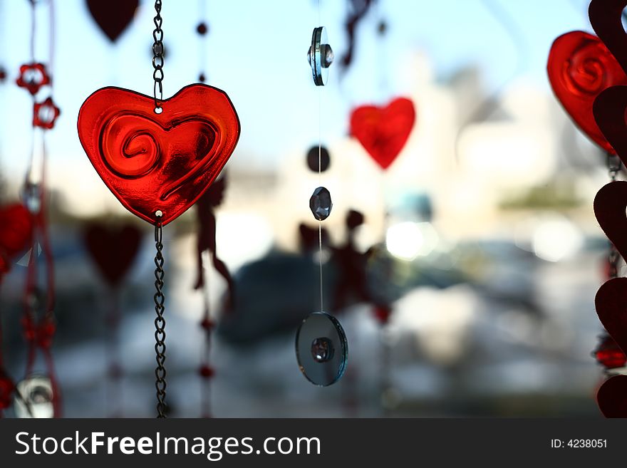 Valentine hearts and glass decoration