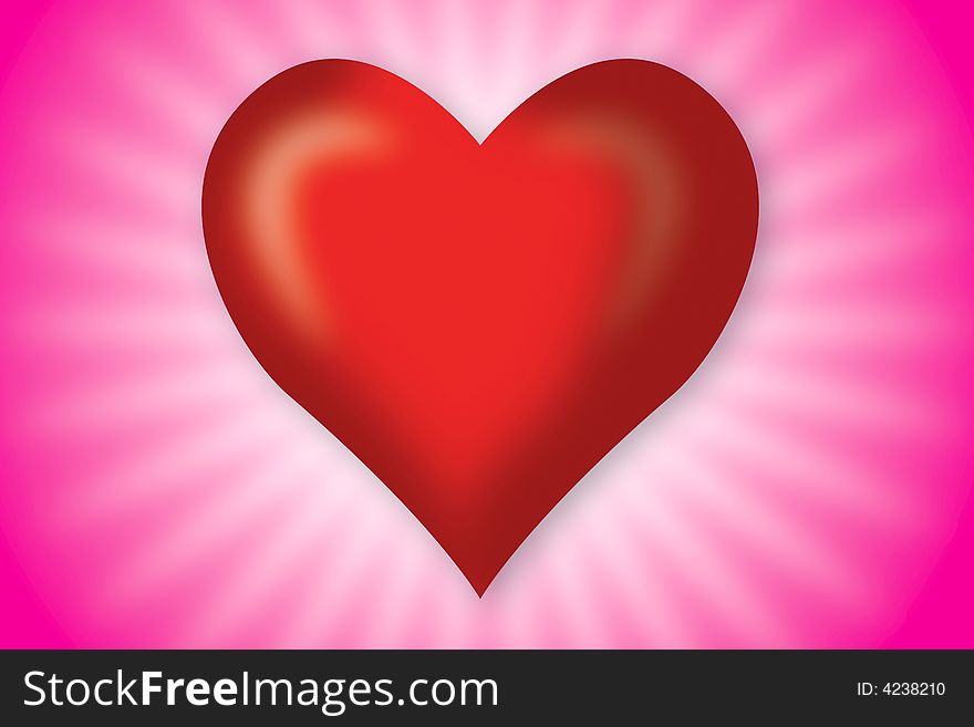 Red heart in pink background