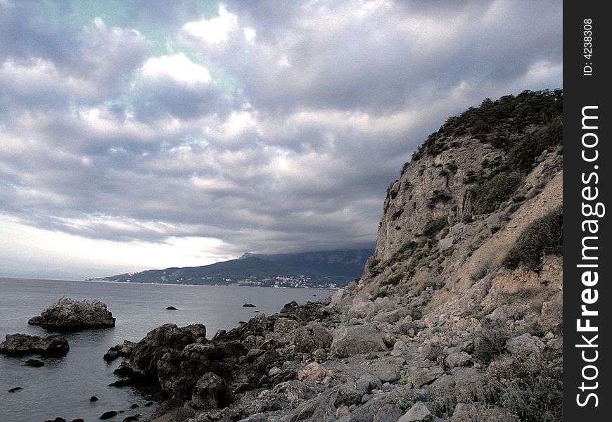 Adventure black clouds dawn landscape morning mountains rest rising sea sky sun the tourism travel ukraine weather yalta