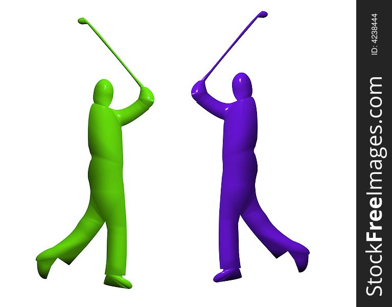 3D model of a male golfer swinging