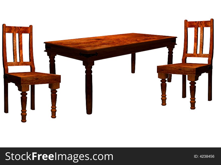 Antique table and chairs making a solid background