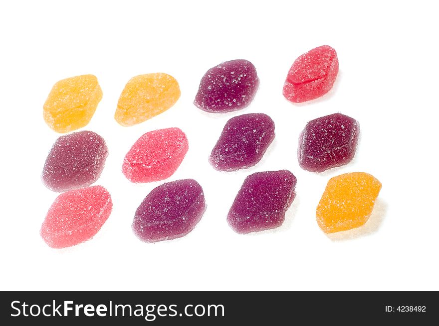 Object on white food fruit drops. Object on white food fruit drops