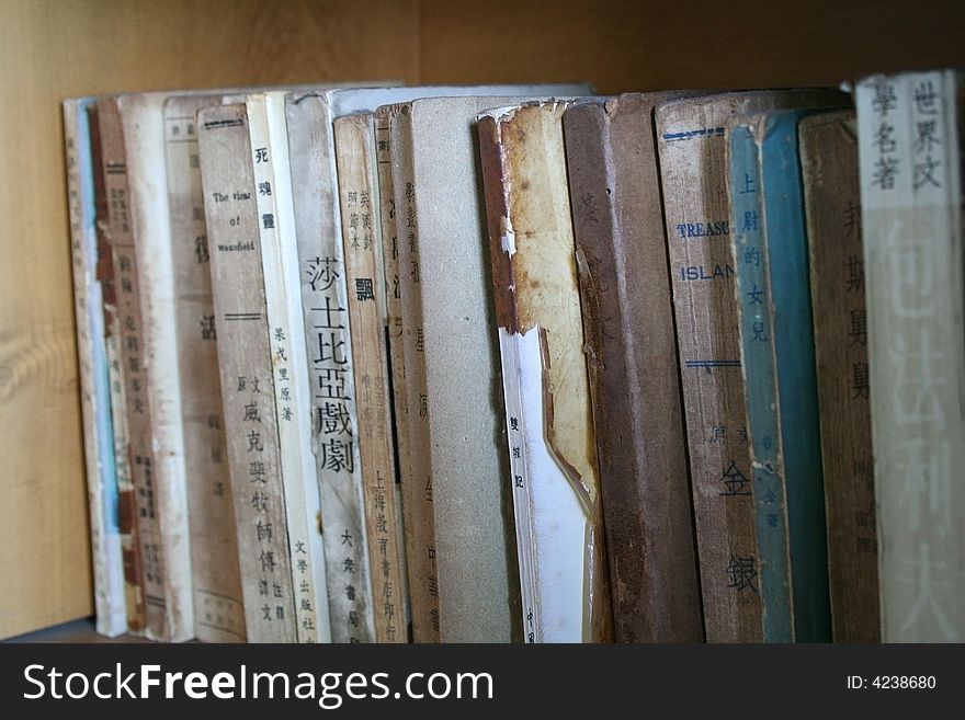 Old classic story books on shelf. Old classic story books on shelf