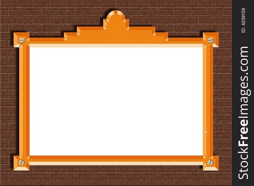 Framed whiteboard display board information board with bricks texture