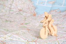 Model Of Bicyclist On Map Royalty Free Stock Photography Model Of Bicyclist On Map Royalty Free Stock Photography