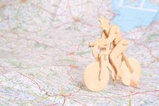 Model Of Bicyclist On Map Royalty Free Stock Photos Model Of Bicyclist On Map Royalty Free Stock Photos