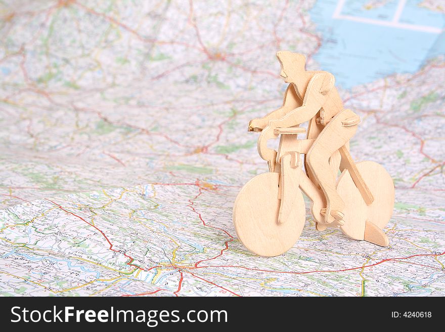 Model Of Bicyclist On Map