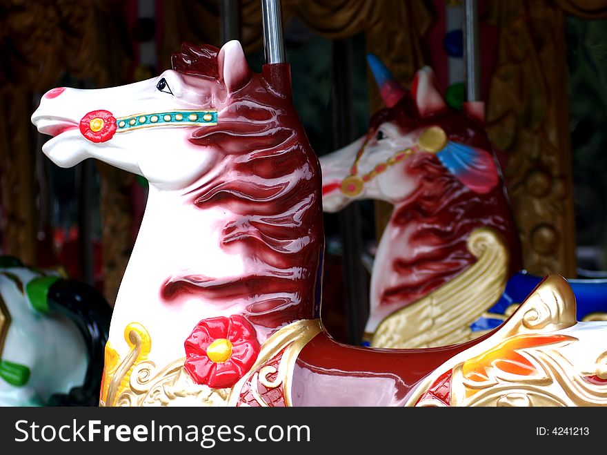 Colorful plastic horse,imitation horse's head. Colorful plastic horse,imitation horse's head.
