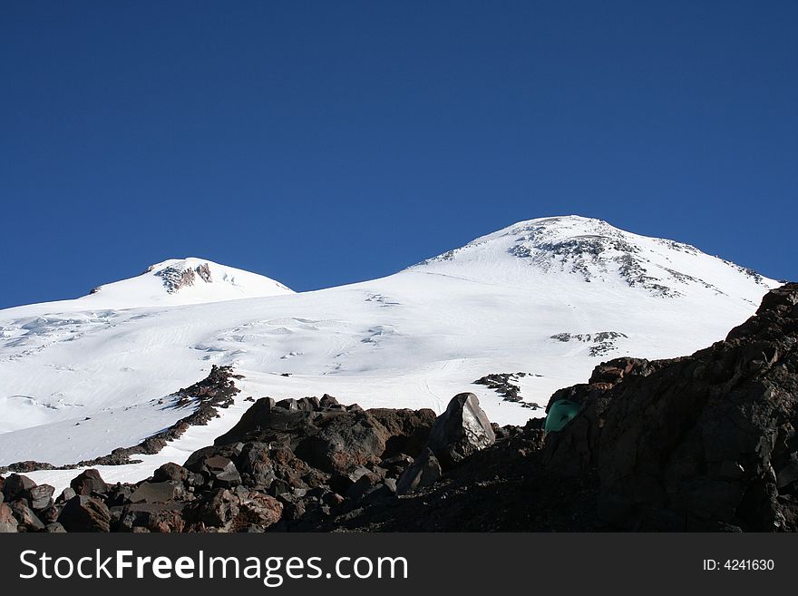 Elbrus mountain dual heads on 4200m height. The Caucasus, Russia. Elbrus mountain dual heads on 4200m height. The Caucasus, Russia.