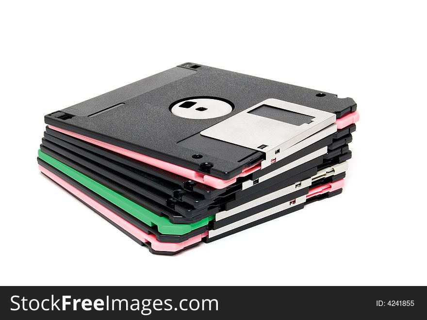 Diskettes photographed on a white background. Diskettes photographed on a white background