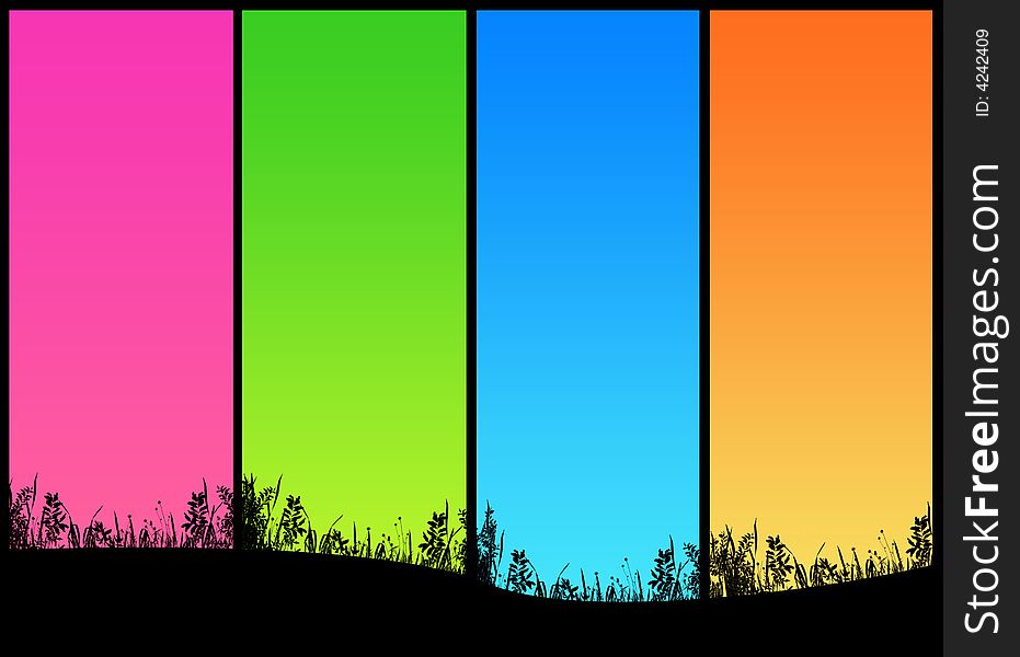 Illustration of four colored backgrounds with copy space. Illustration of four colored backgrounds with copy space
