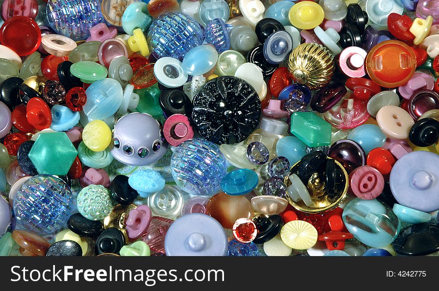 Composition of buttons of various form and color