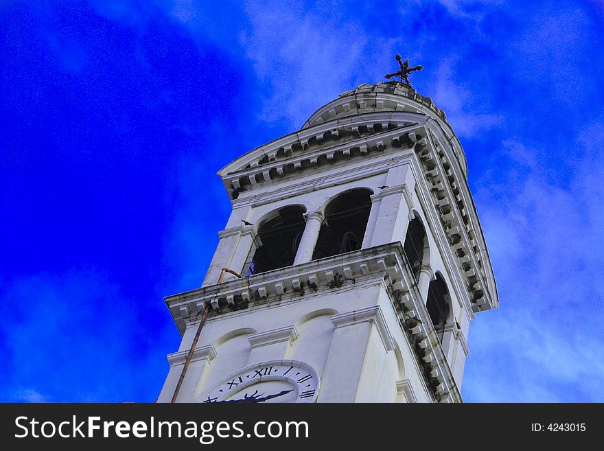 A belfry of a church in venice