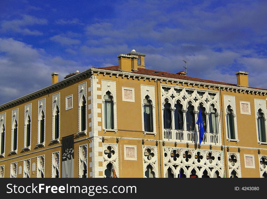 A detail of a palace in venice