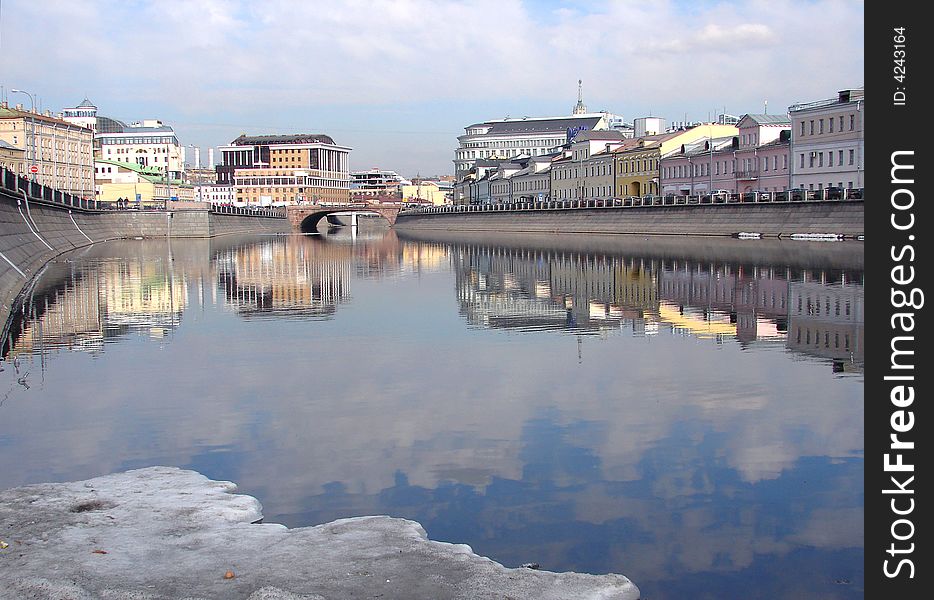 Derivation canal of the Moskva-river in the Moscow. Spring. Derivation canal of the Moskva-river in the Moscow. Spring.