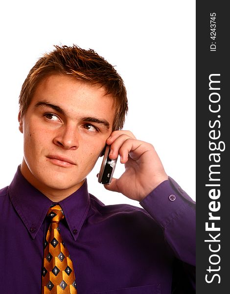 Young successful business man on the phone