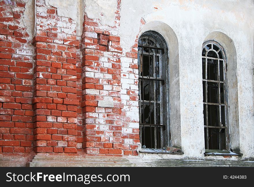 Old and desolate building with windows. Old and desolate building with windows