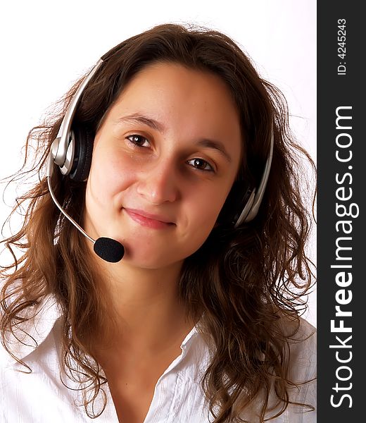 Woman Wearing A Headset