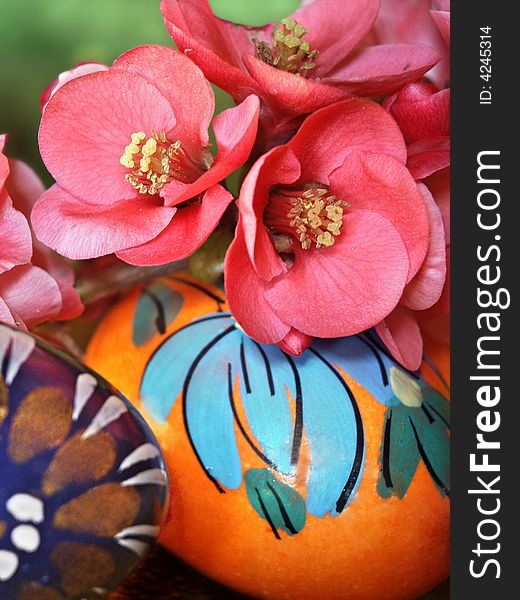 Colorful easter eggs with flowers