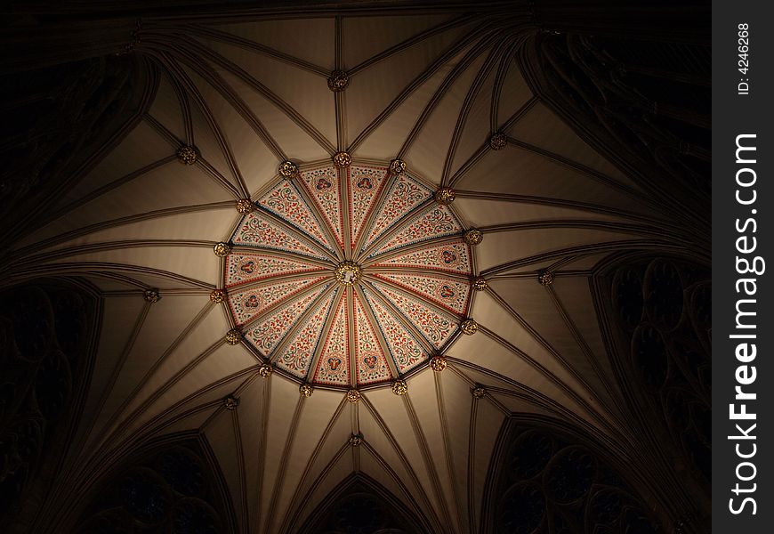 Vaulted decorated ceiling of cathedral