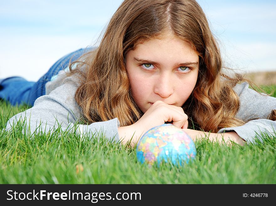 Young girl is enjoying herself at outdoor location