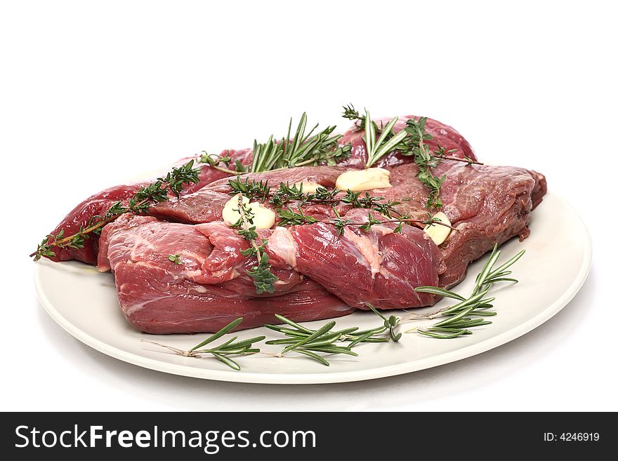 Veal fillet with aromatic herbs (thyme, garlic and rosemary)