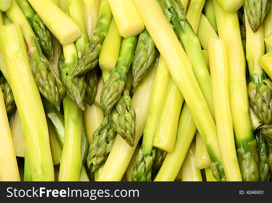 Freshly cooked asparagus spears - healthy food background