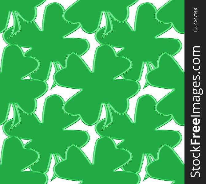 Seamless tillable background with clover leaves for St. Patricks day isolated over white. Seamless tillable background with clover leaves for St. Patricks day isolated over white