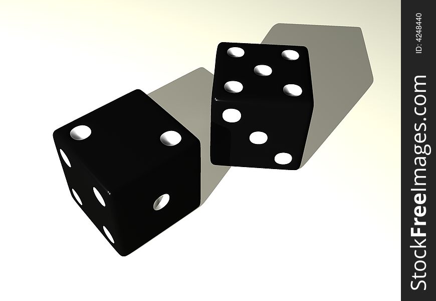 Two black dices with white dots