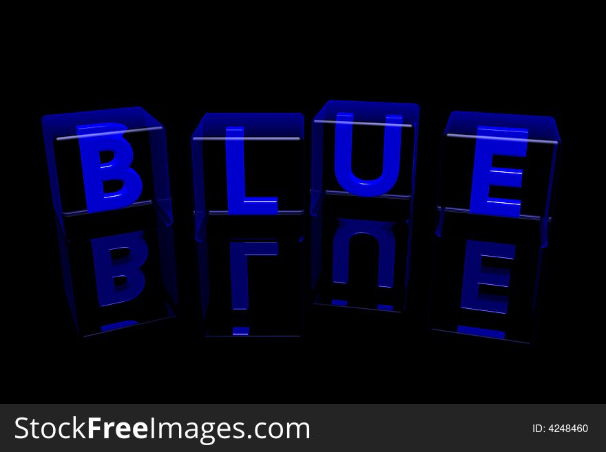 Word Blue made  of glass cubes