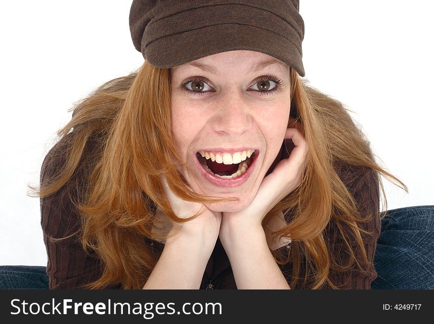 Young woman sitting and  smilling. Young woman sitting and  smilling