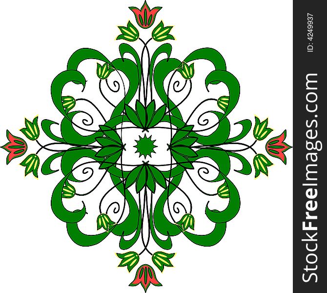 Color floral vector decorative element. Color floral vector decorative element